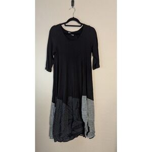 Alembika Black & White Patchwork Swing Dress Women's 3 (US 10) 3/4 Sleeve Art